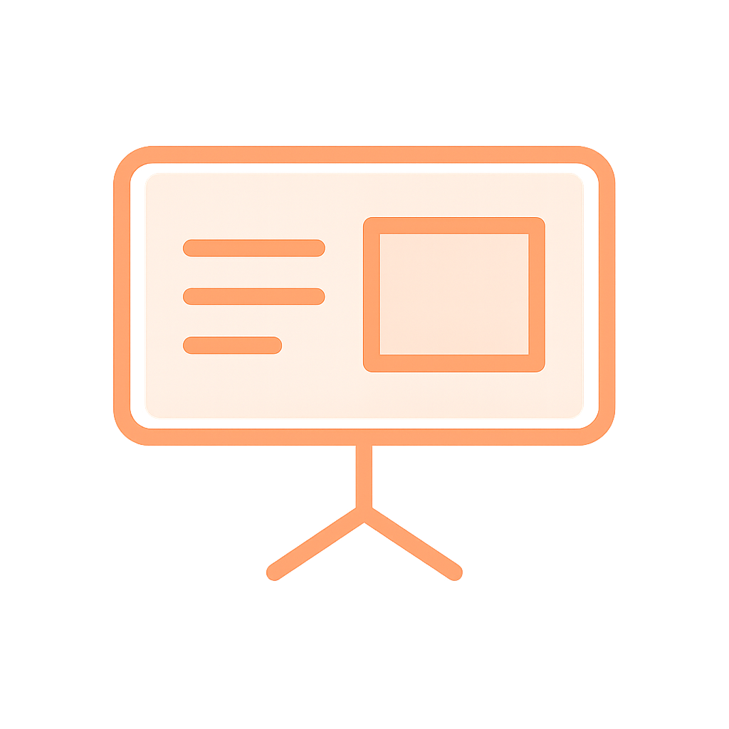 Orange slide deck icon.
