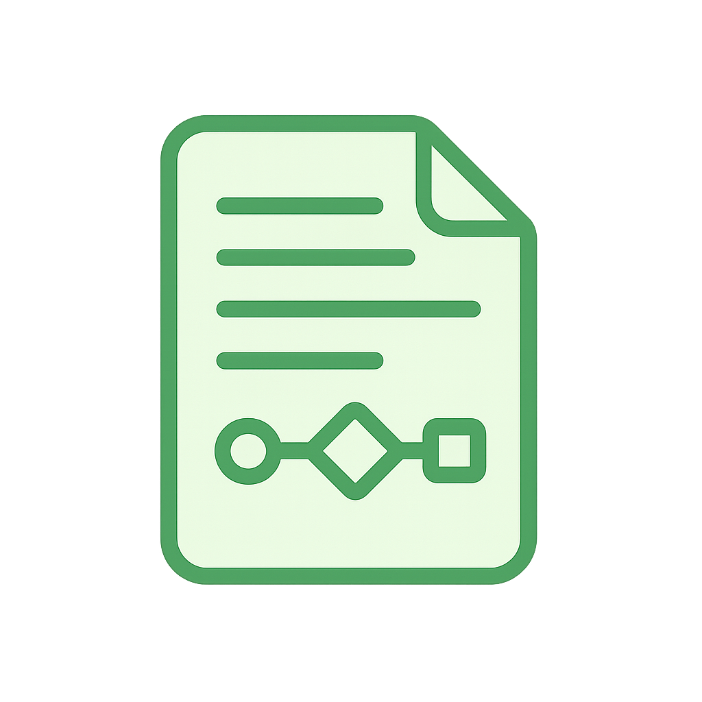 Green process document icon.