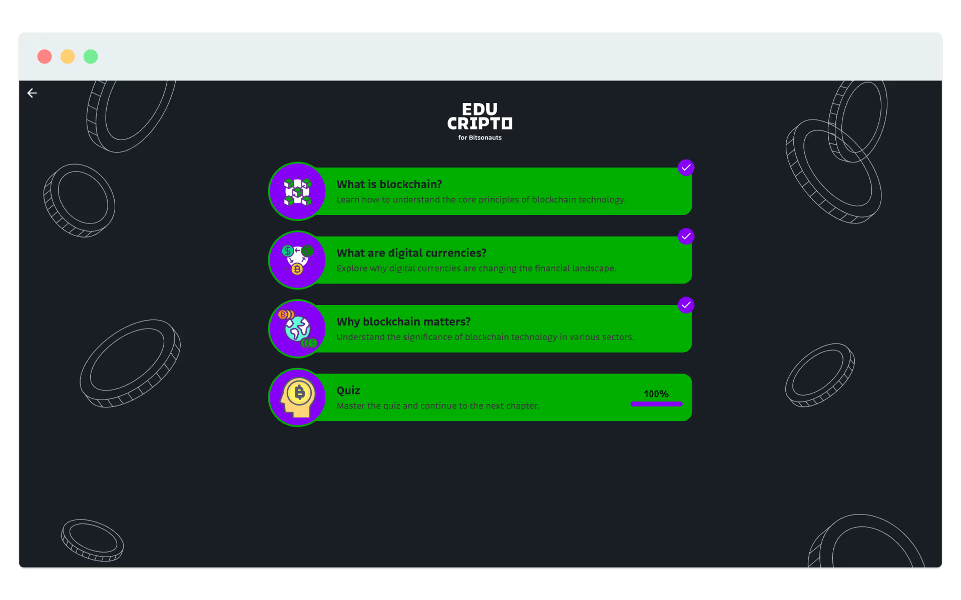 Untermenü in der Bitsonauts Academy