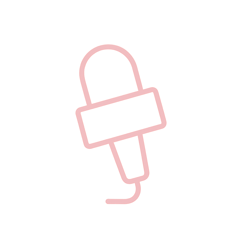 Pink microphone icon.