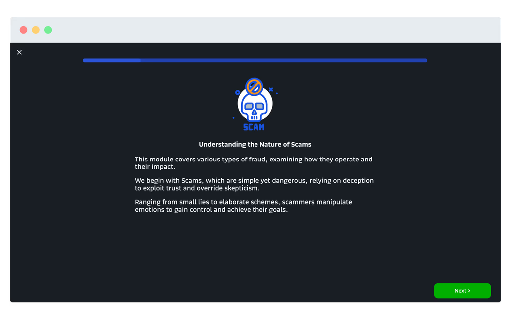 Lektion zum Erkennen von Betrugsmaschen