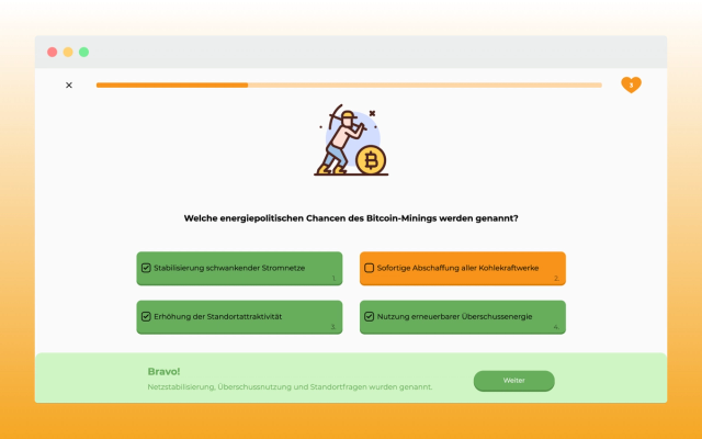 Quiz zum Energieverbrauch von Bitcoin