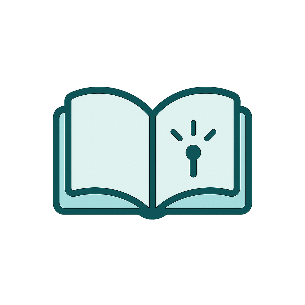 Teal open book icon.