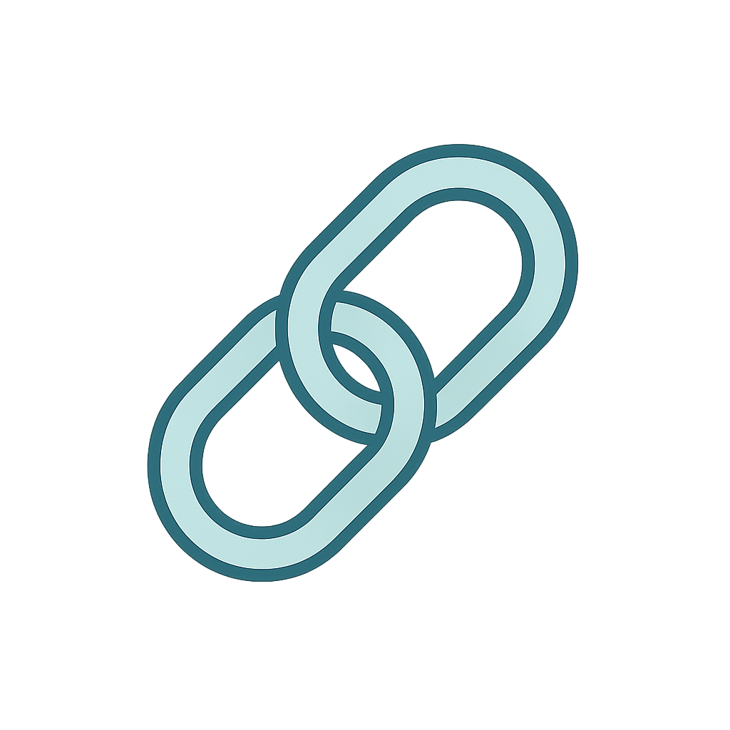 Blue chain link icon.