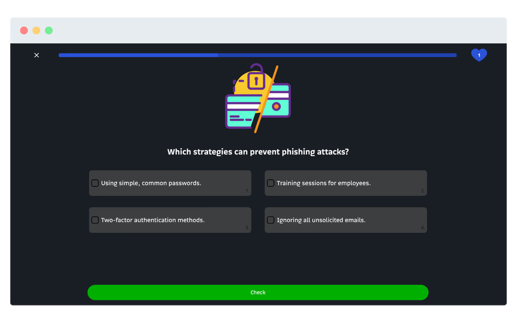 Multiple-Choice-Interaktion in der Antifraud Academy