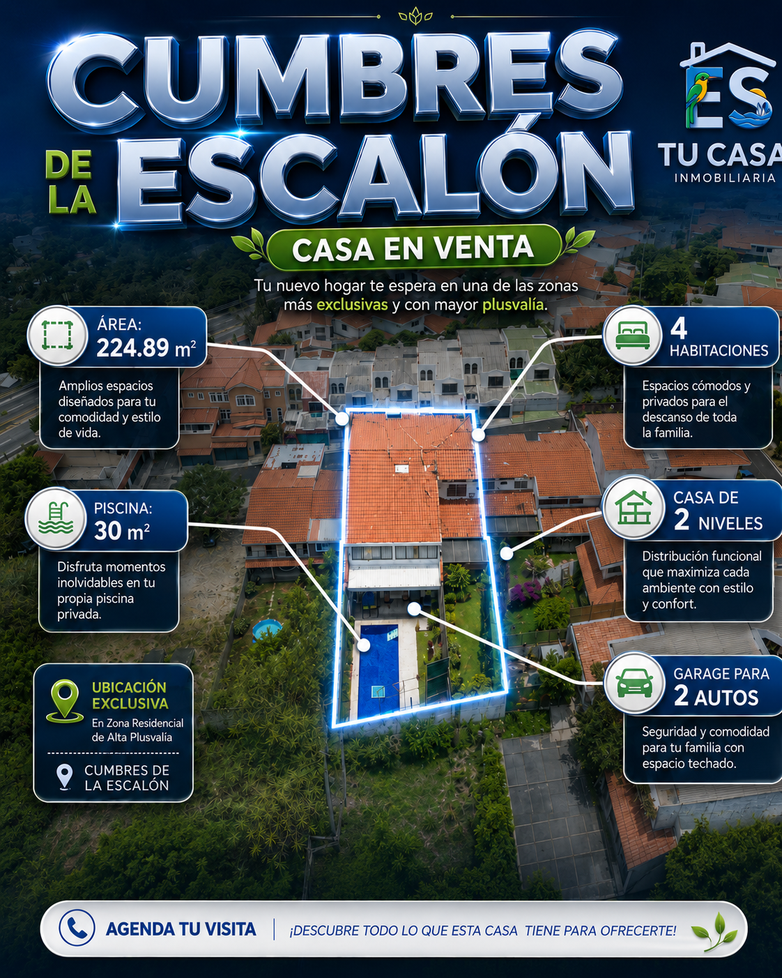 Casa con Piscina en Cumbres de la Escalón