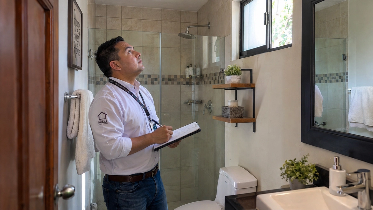 Inspección de una casa antes de renovarla para venta