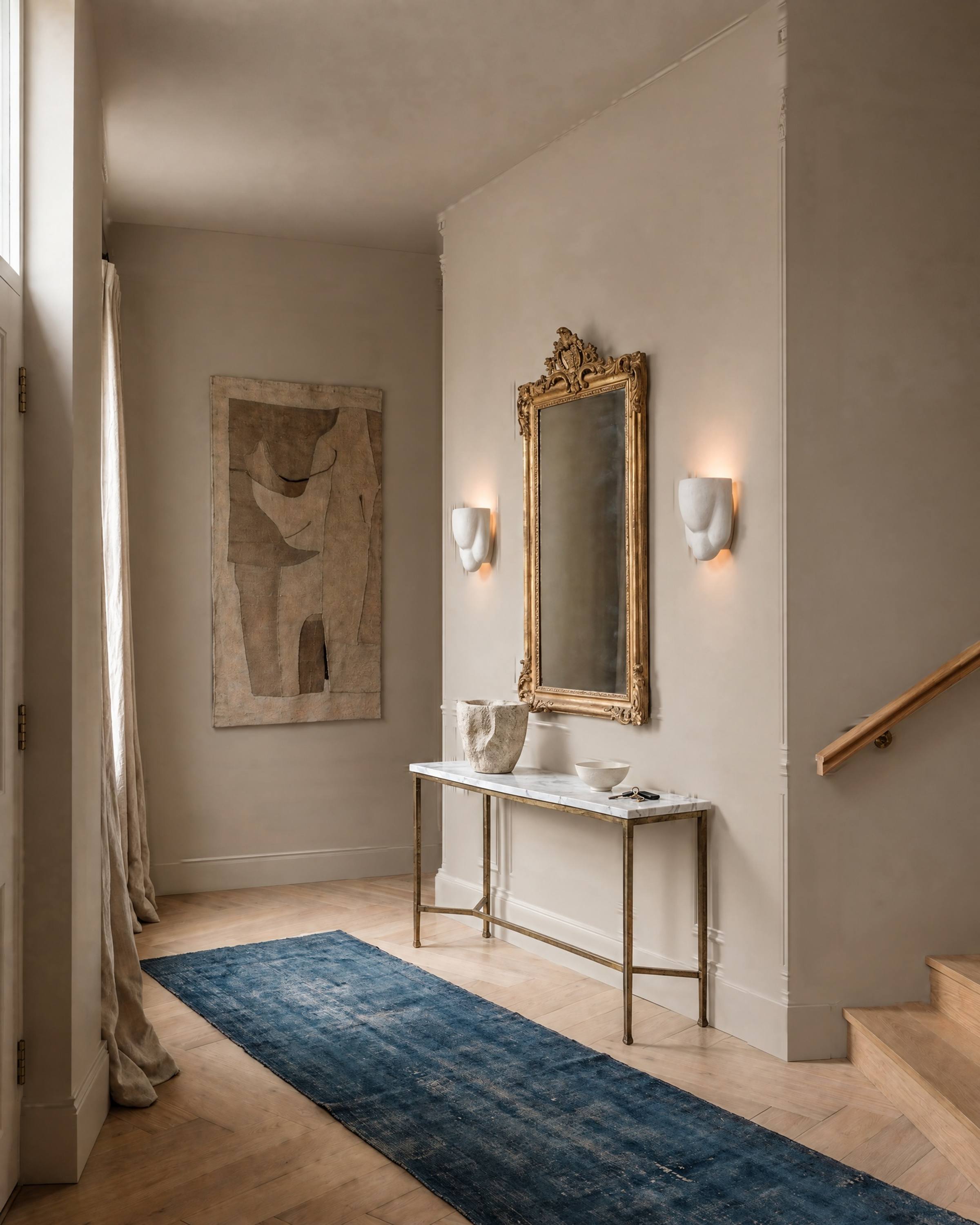 The same greige entrance hall with plain walls