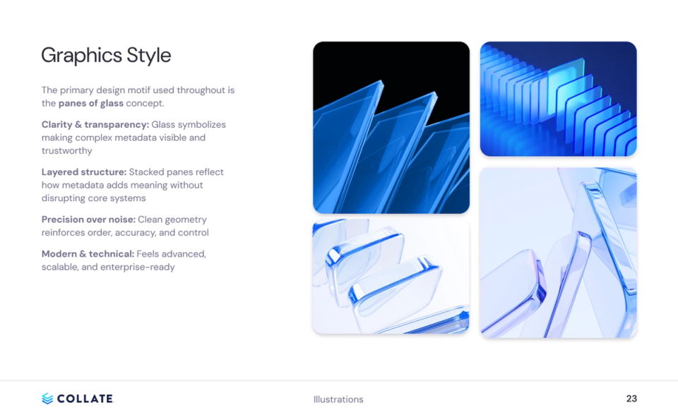 Collate panes-of-glass 3D illustration style