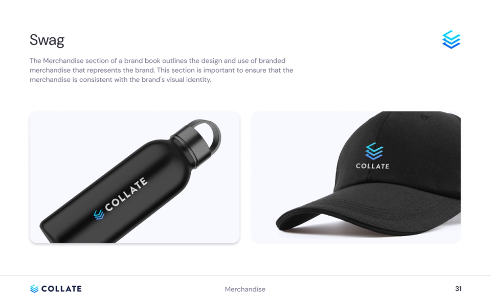 Collate brand applied to merchandise