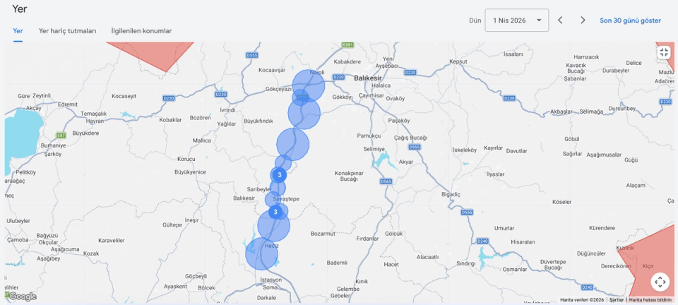 google ads kampanya yer ayarları