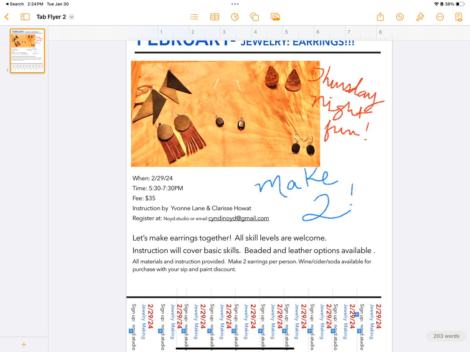 February Art, Jewelry Making