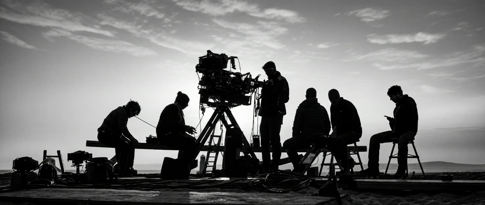 Camera and directing team on location used for location recce questions.