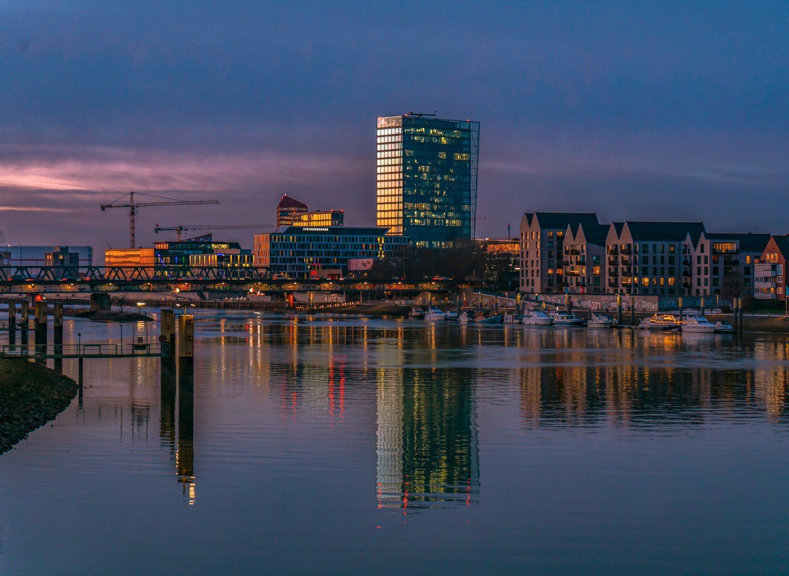 Bremen waterfront at sunset as a northern Germany film location reference