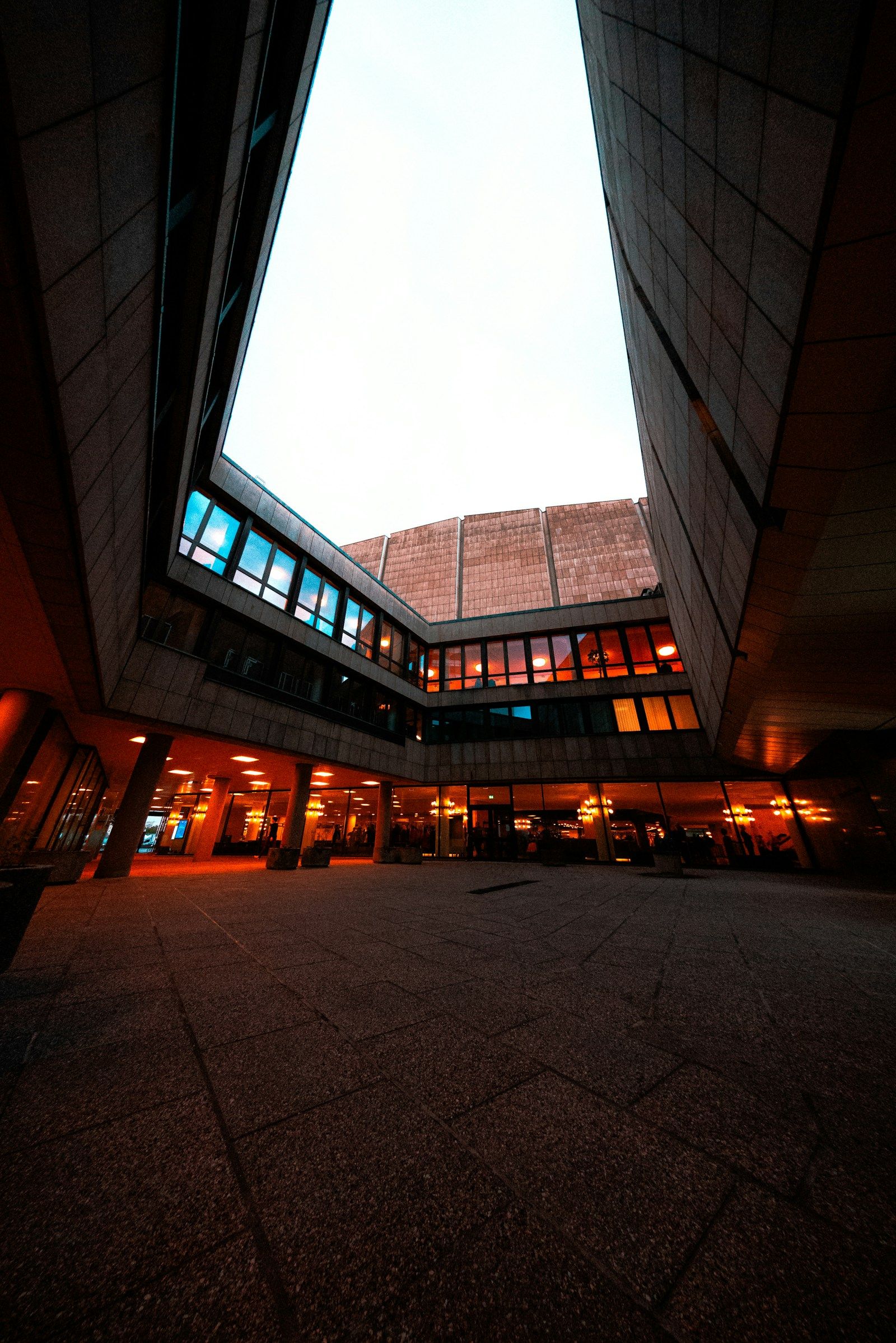 Architectural interior with glass roof in Leipzig, Germany