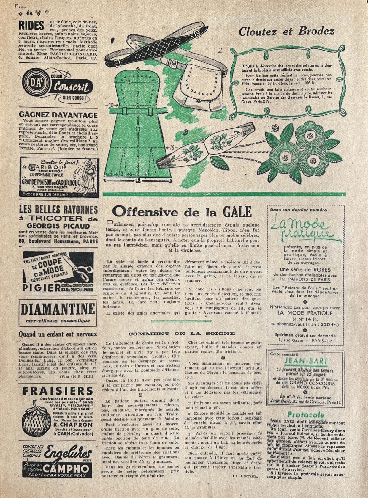 Sac et ceintures cloutés et brodés