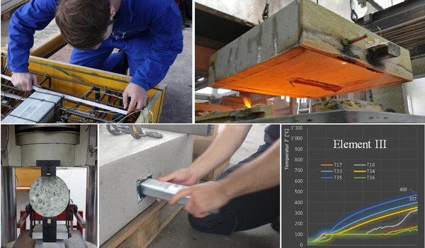Testing of concrete slab element with installation