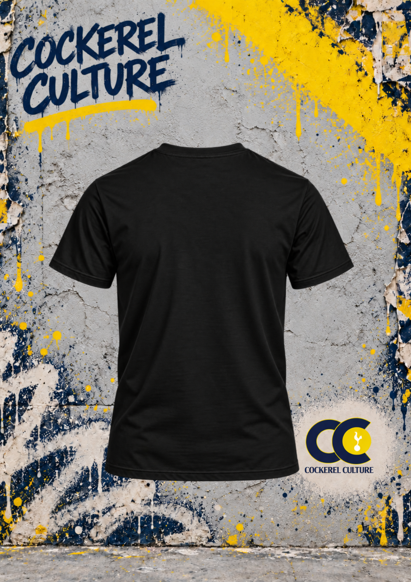 The back of a plain black t-shirt.