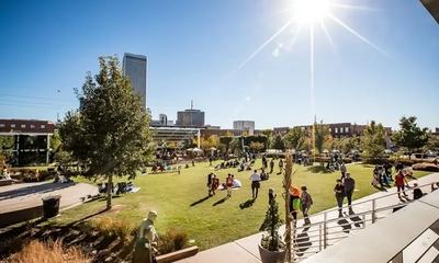 The Gathering Place, a busy park and recreation space in Tulsa, Oklahoma