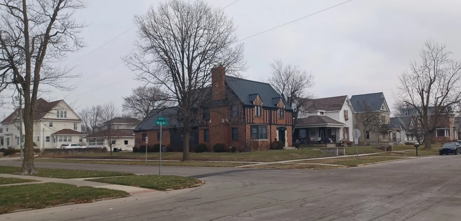 Street and houses in Jay County, Indiana