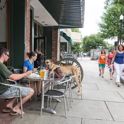 Outdoor dining at The Cannon Brewpub in downtown Columbus.