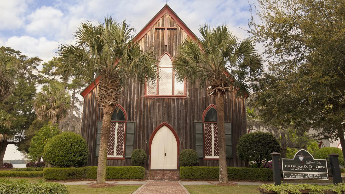 Built in 1857, the historic Church of the Cross was one of the few buildings to survive the burning of Bluffton. A popular tourist attraction, the church still operates as a house of worship.