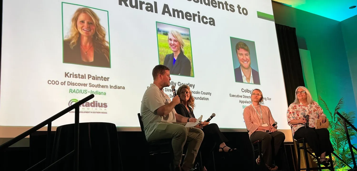Colby Hall, Kristal Painter, and Kelly Gourley participating in a panel at Stand Up Rural America