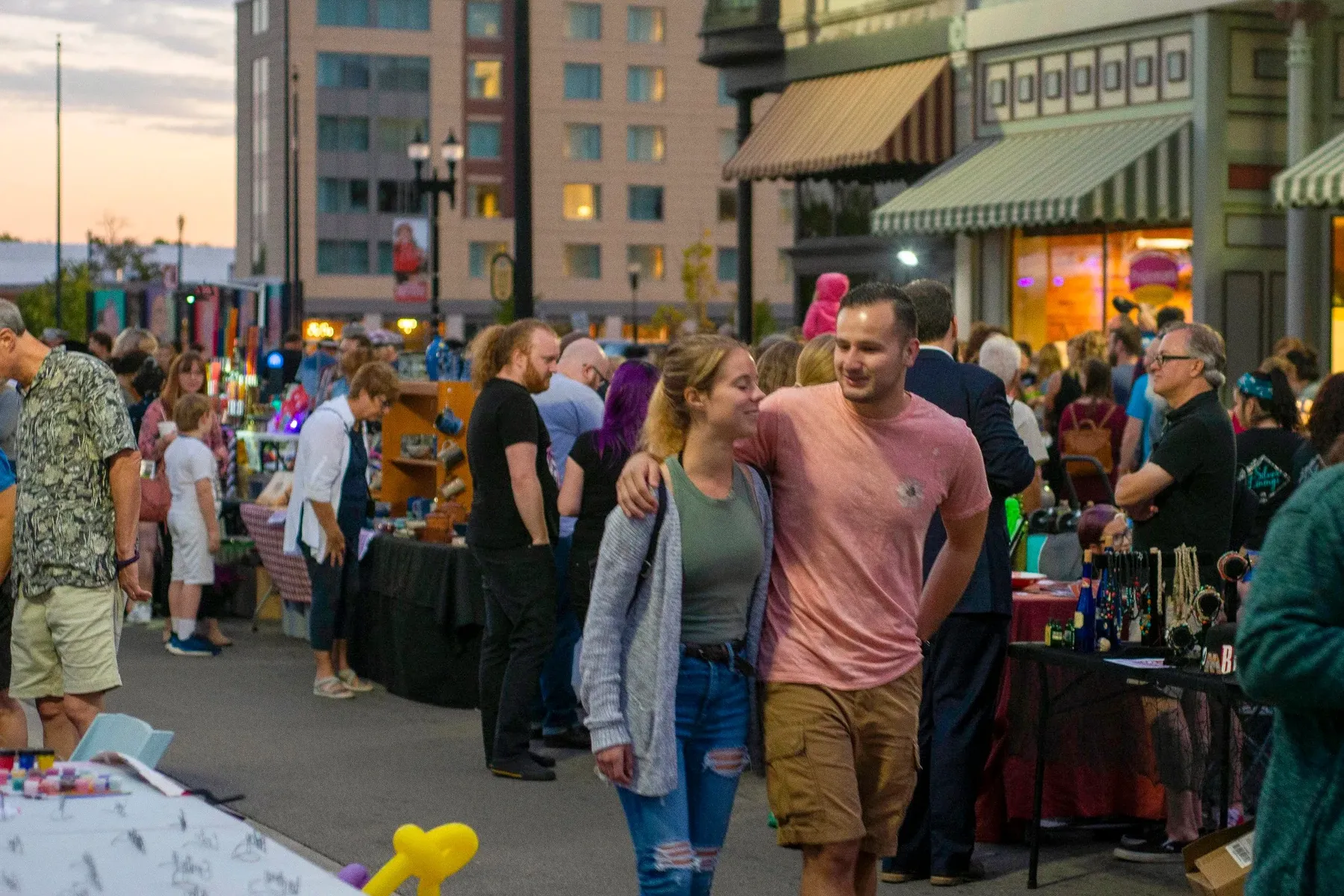 Lively festival on a summer evening in Downtown Muncie. (Image credit: DWNTWN Muncie)