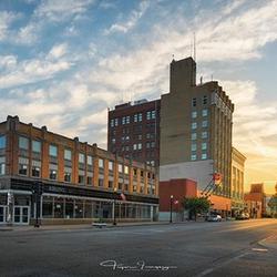 Downtown Quincy, Illinois at sunset