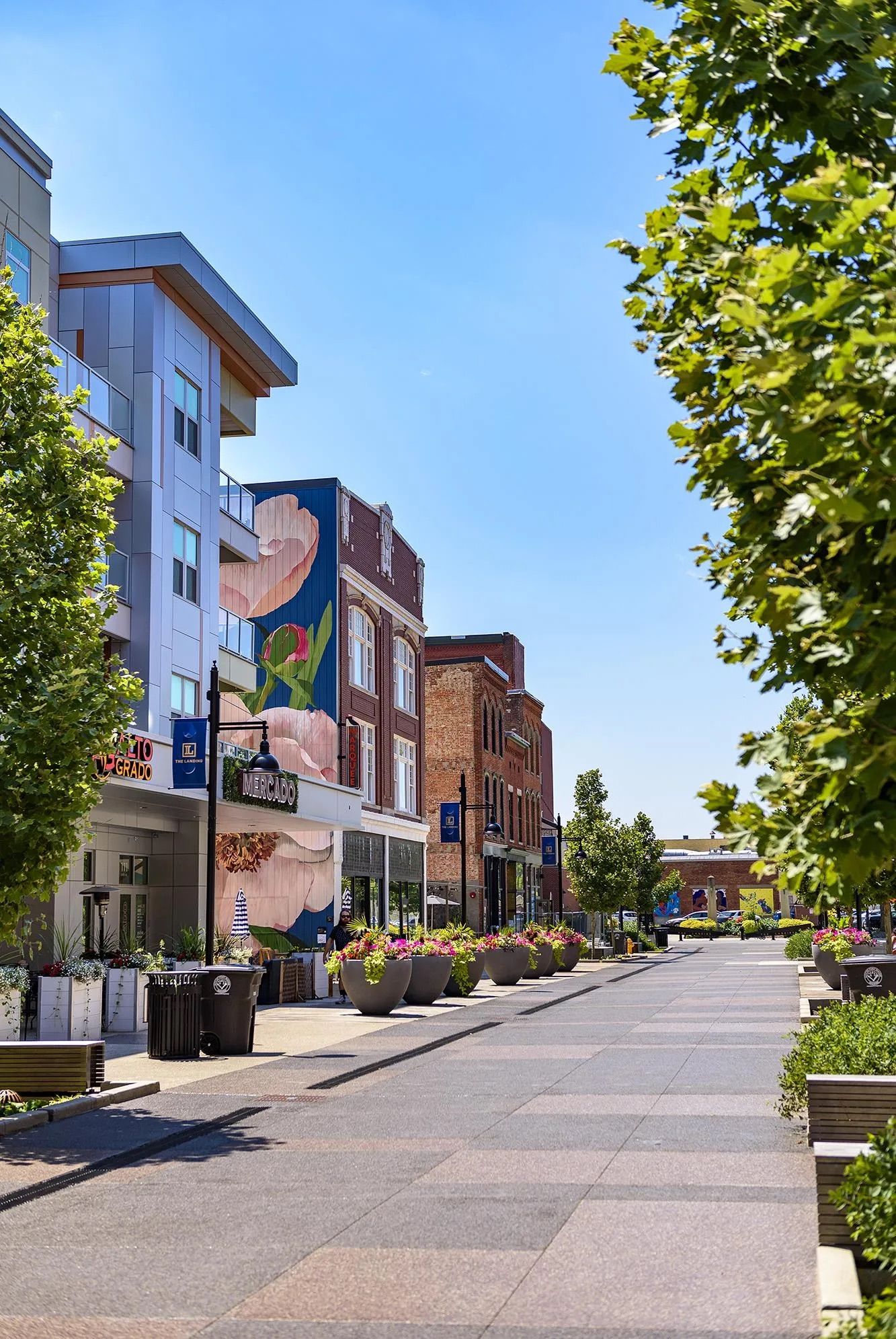 Located along Columbia Street, The Landing features one block of residential and recreation for visitors and residents. (Photo Credit: Visit Fort Wayne)