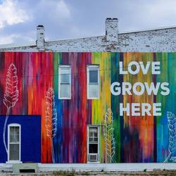 Love Grows Here mural in Greensburg