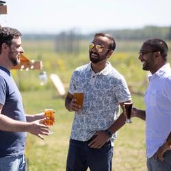Enjoying a locally brewed beer at River St. Joe Restaurant and Brewery in Buchanan, Michigan (https://www.riversaintjoe.com/) (Credit: Discover Southwest Michigan)