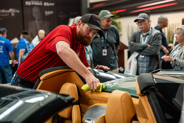Employee polishing Corvette at National Corvette Museum (Credit: National Corvette Museum)