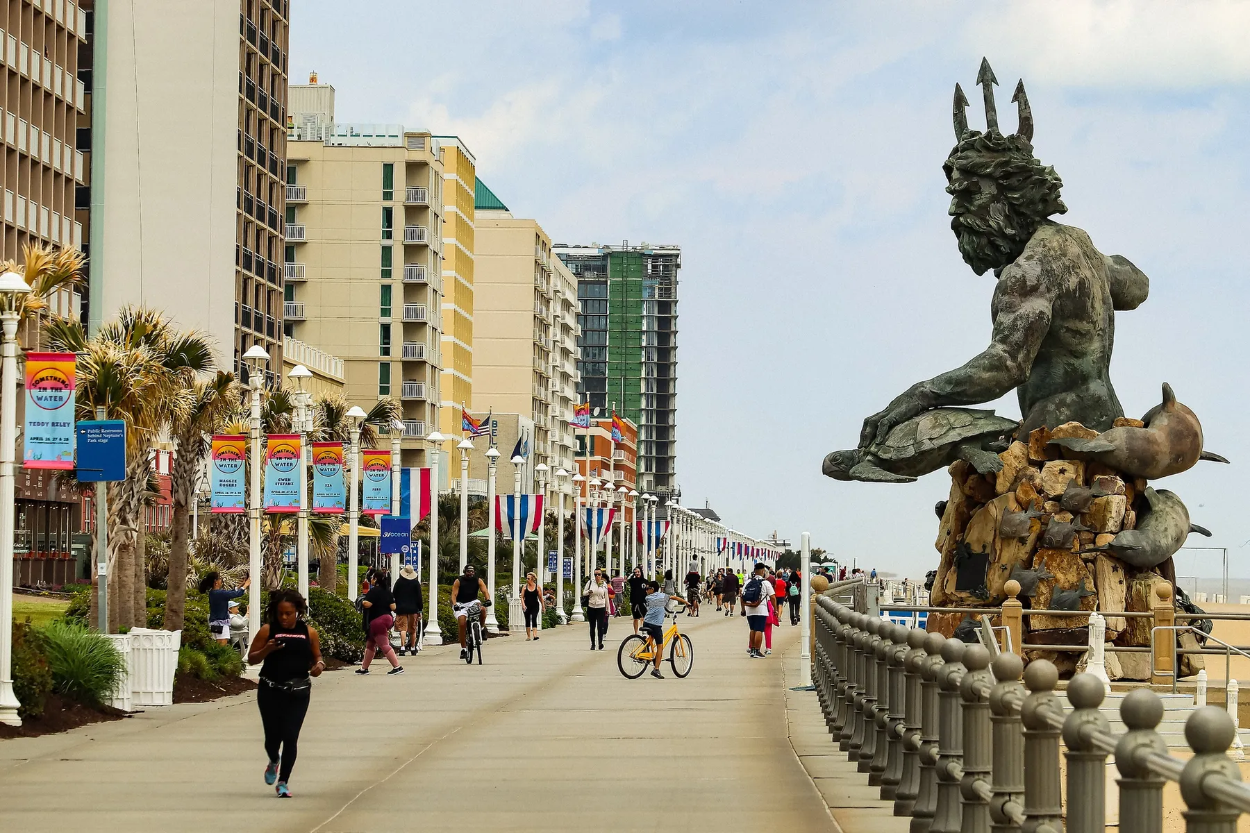 The Virginia Beach boardwalk is perfect for strolling or biking, and features shopping, dining, and entertainment.