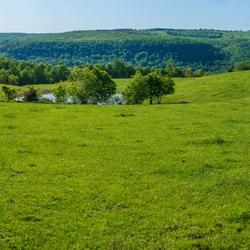 View of the Ozark Mountains from farmland in Northwest Arkansas