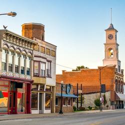 Shops in downtown Claremont, Minnesota