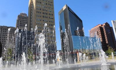 A fountain at Central Business District in Toledo, Ohio.