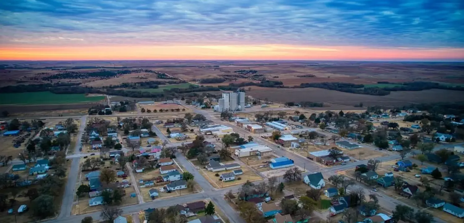 Aerial view of Lucas, Kansas in Northwest Kansas region