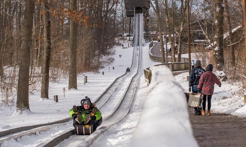 Tobogganing at Pokagon State Park