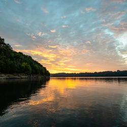 Sunset over the lake in Somerset