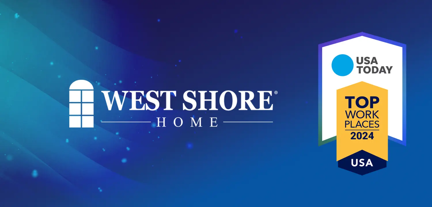 West Shore Home® logo featuring a Top Work Places 2024 award from USA Today