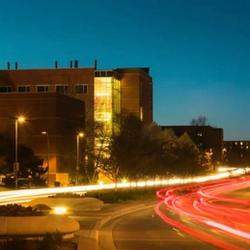Ball State University in Muncie, Indiana at night