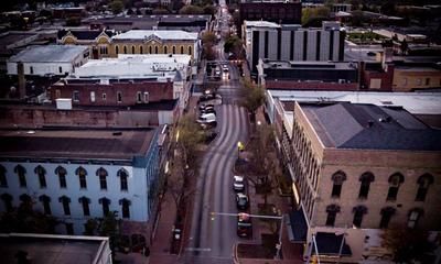 An aerial view of downtown Richmond, Indiana