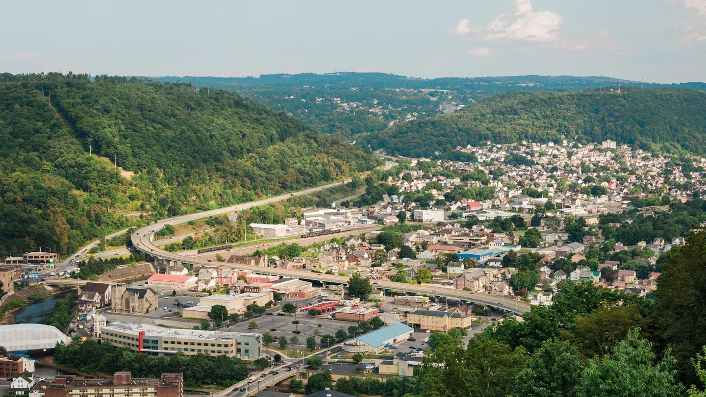 View of Johnstown, a metropolitan community of Cambria County, Pennsylvania. 