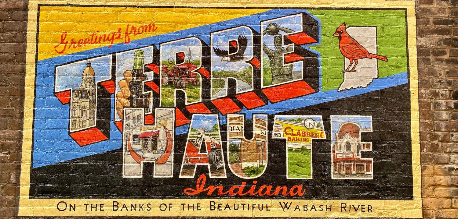 Postcard mural in Terre Haute, Indiana