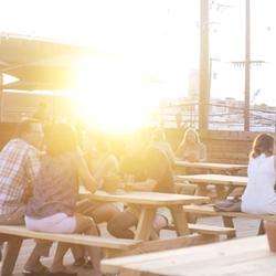 Patrons dining outdoors in Tulsa Oklahoma