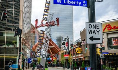 Fourth Street Live! is a popular entertainment complex located in the heart of downtown Louisville. Photo Credit: Thomas Kelley / Shutterstock.com