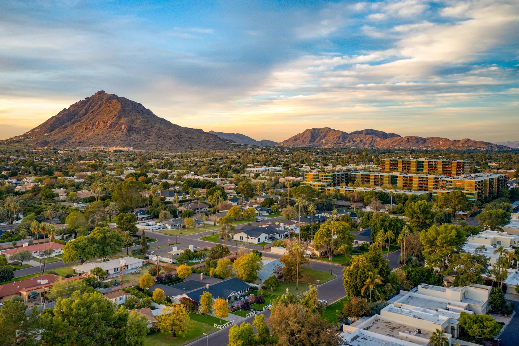 Urban sunset over downtown Scottsdale, Arizona