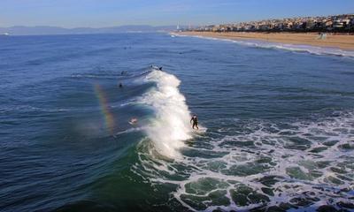 Huntington Beach is popular with surfers from around the world.