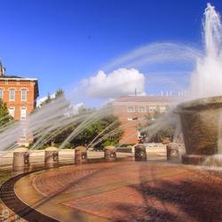View of the fountain in the campus of Purdue University, West Lafayette, Indiana.